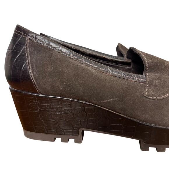 Donald J Pliner Riza Womens Brown Wedge Suede Leather Slip On Shoes Loafers 8.5 - Picture 12 of 16